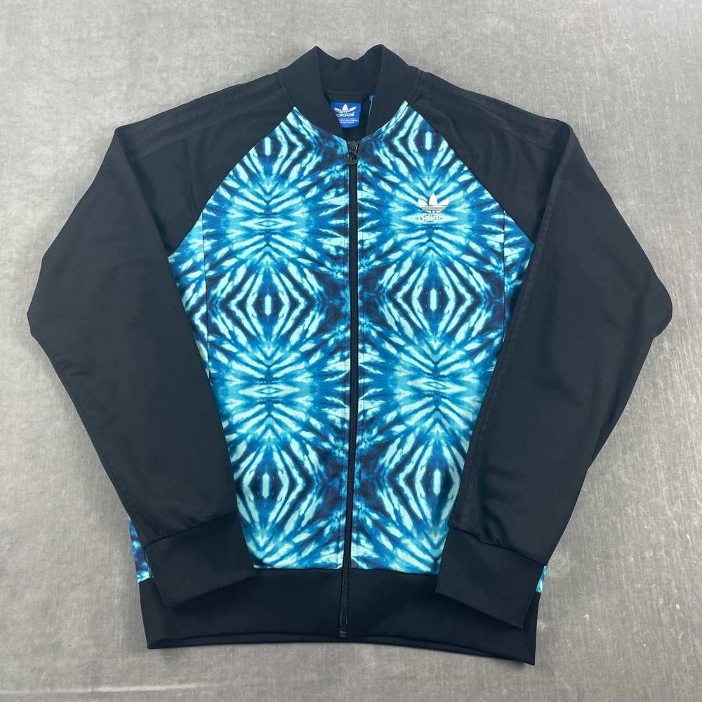 Adidas Men Medium Blue Tie Dye Track‎ Jacket Superstar Trefoil Full Zip